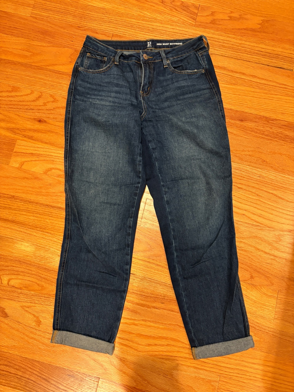 New York & Company Dark Blue High Waist Boyfriend Jeans